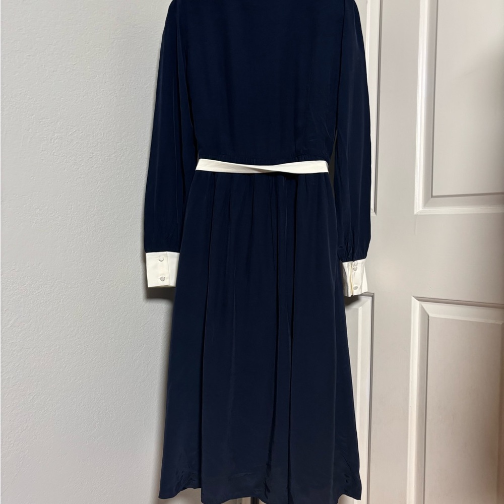 Talbots Elegant Navy and Cream Long Sleeve Dress NWOT - Picture 13 of 13